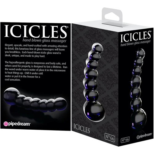 Анальная пробка Icicles No 66 Black, 12x3.5 см, черный