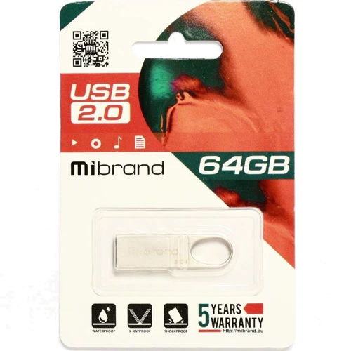 USB-флешка Mibrand 64GB Irbis Silver USB 2.0 (MI2.0/IR64U3S): Стандарт USB USB 2.0