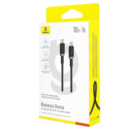 Кабель Baseus Cable USB-C to USB-C Dura Series 100W 1m Black/Gold (P10377803U01-00) фото 3