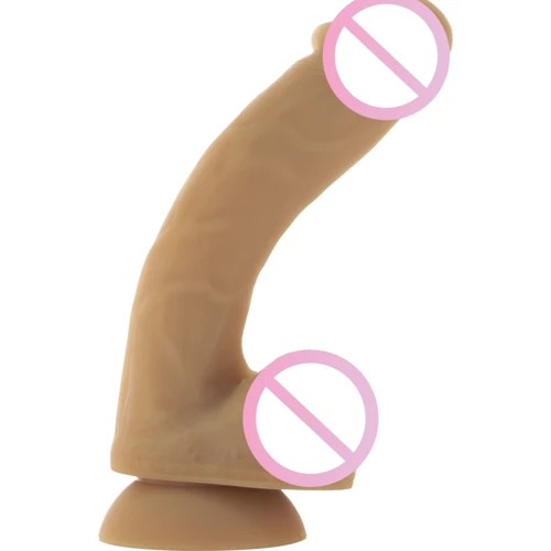 Гибкий фаллоимитатор на присоске ADDICTION - ANDREW 8″ Silicone Dong - Caramel + вибропуля