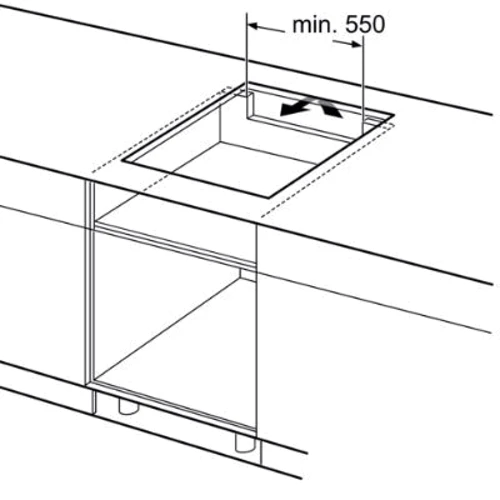 Варочная поверхность Bosch PIE631BB5E: Размеры для встраивания 560 x 490 см