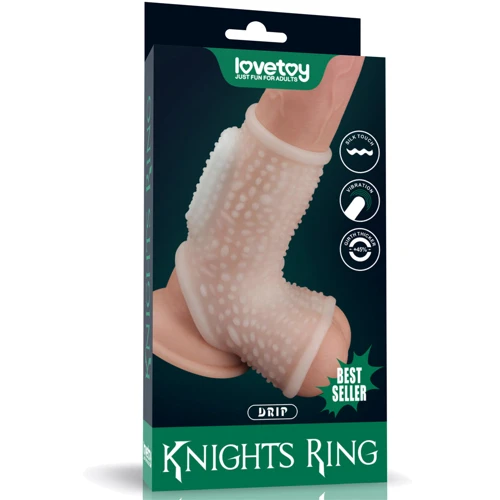 Насадка на пенис с вибрацией LoveToy Knights Ring Vibrating Drip With Scrotum Sleeve