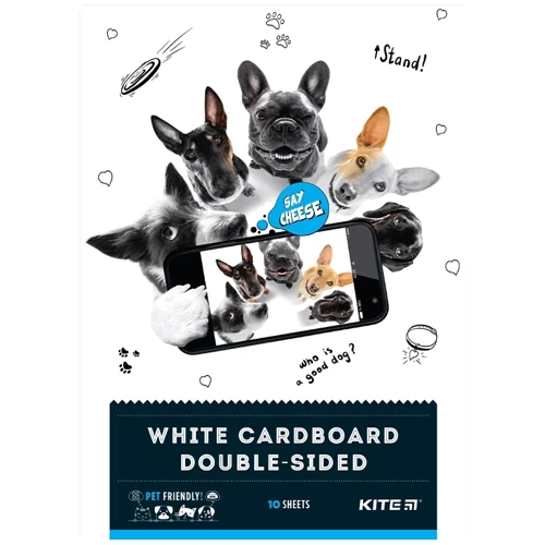 Картон Kite Dogs белый двусторонний А4 10 листов (K22-254)
