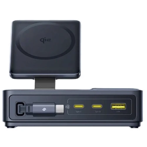 Док-станция Baseus Charging Station 2xUSB-C+USB Retractable-C Wireless Charging 140W Black (P10170902123-00) фото 2