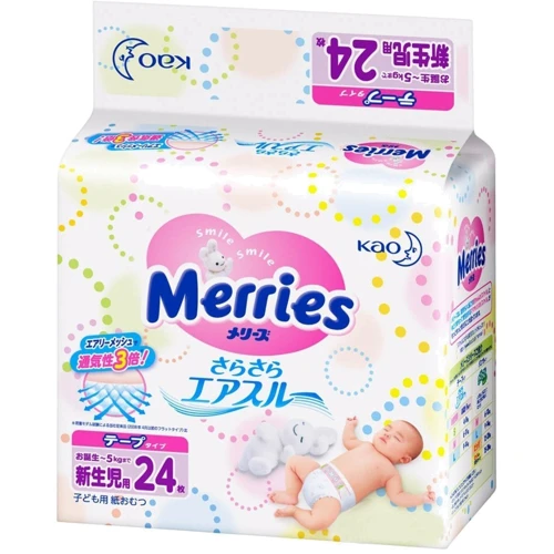 Підгузки Merries для новонароджених NB (24 шт) 0-5 кг (589567/394609)