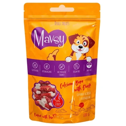 Ласощі Mavsy Calcium Bone with Duck Качина ніжка з кальцієм для собак 100 г (LSD07)