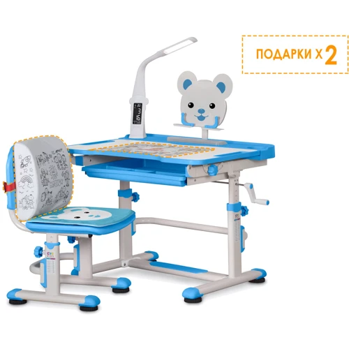 Комплект Evo-kids (стул+стол+полка+лампа) BD-04 B (XL) Teddy c лампой