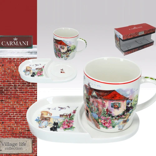 Кухоль Carmani з підставкою для десерту Червоний двір 300 ml (041-0043)