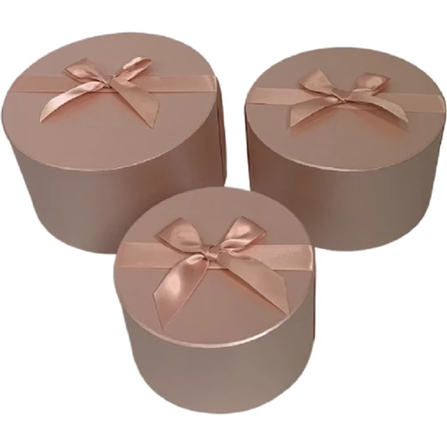Коробка Подарочные коробки UFO Набор 3 шт PINK круг. (W2857)