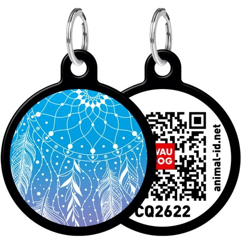 Адреснік WAUDOG Smart ID з QR-паспортом, малюнок "Ловець снів", коло, 25 мм, чорний (0625-0063-01)