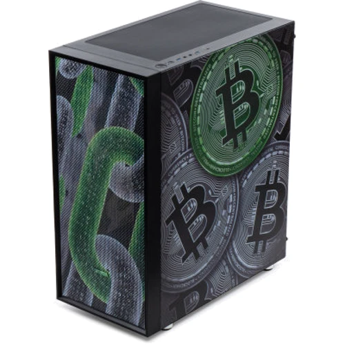 Корпус Vinga Pillar Black Bitcoin (01230011783): Материал передней панели пластик и сталь