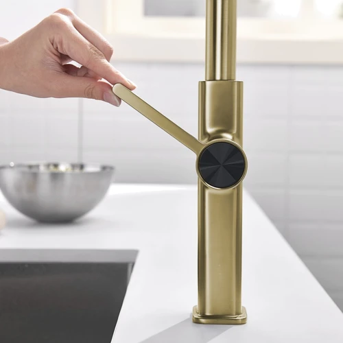 Смеситель для кухни Lefton Waterfall & Pull-Out Kitchen Faucet with Temperature Display-KF2209 Brushed Gold: Назначение Для кухни