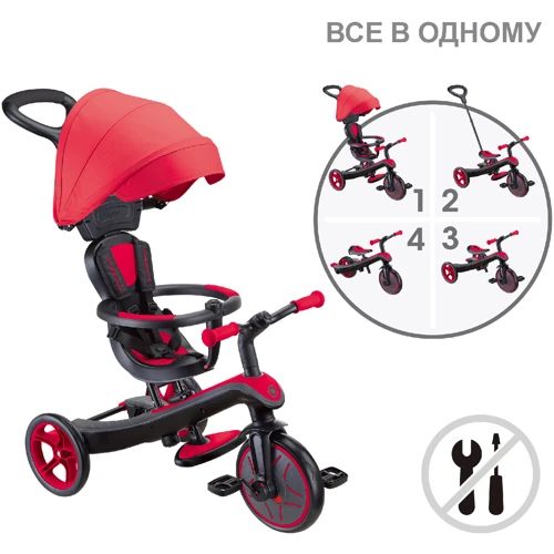 Велосипед дитячий Globber Explorer Trike 4в1 Deluxe Play червоні (634-102): Гальма Ножной