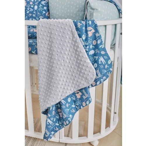 Постельный комплект 8 эл. Twins Dolce Лесные жители 4063-D-014, dark blue, темно-синий