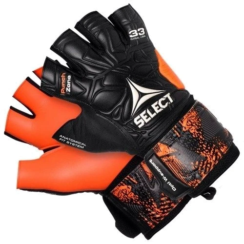 Перчатки вратарские Select GOALKEEPER GLOVES FUTSAL LIGA33 черный, оранжевый Уни 11 (21см) (609330-201) фото 1