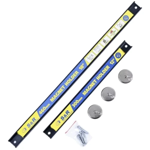 Набір магнітних тримачів S&R 5шт (2 планки + 3 гачки) (290901005): Виробник S&R