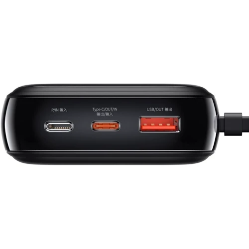 Зовнішній акумулятор Baseus Power Bank 20000mAh з USB-C Cable Q Pow Display 22.5W Black (PPQD-I01): Особливості індикатор заряду, З дисплеєм, швидка зарядка