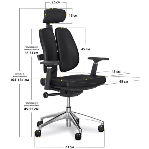 Офісне крісло Mealux Tempo Duo Black (Y-551 KB Duo) фото 7