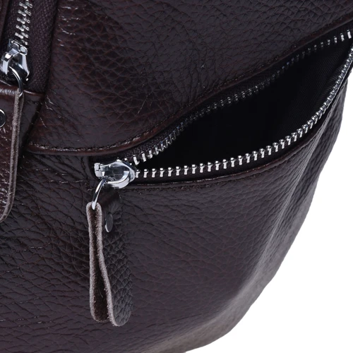 Чоловіча сумка-слінг Borsa Leather коричнева (K1330-brown): Фактура матова, Зерниста