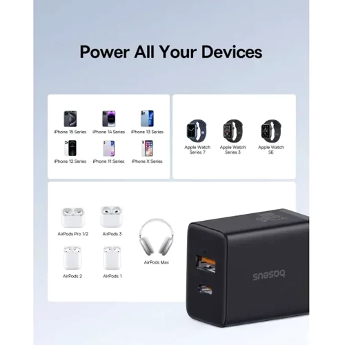 Зарядное устройство Baseus Wall Charger USB-C+USB Cube Fast Charger 20W Cluster Black (P10111403113-00) фото 12