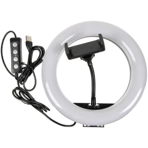 Кільцева лампа M-20 20см з власником, без підставки Чорний