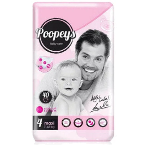Подгузники Poopeys 4Maxi (40шт) 7-18кг Super Soft