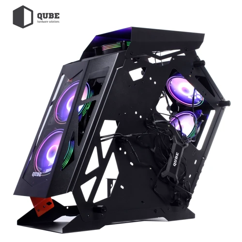 Корпус QUBE Stalker Black-Orange (STALKER_FMBU3): Материал передней панели сталь, пластик и акриловое стекло