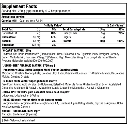 Гейнер Scitec Nutrition Jumbo 2860 g /13 servings/ Chocolate: Пол Унисекс