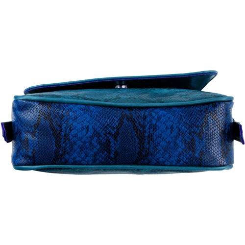 Женская сумка почтальонка Laskara синяя (LK-10245-turquois-snake): Застежка Магнитная