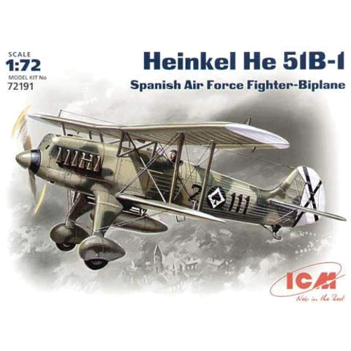 Модель ICM Истребитель-биплан Heinkel Не-51 В-1 ВВС Испании (ICM72191)