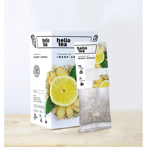 Чай Hello Tea трав'яний Імбир-лимон 20х3 г у фільтр-пакетах (4820230480016)