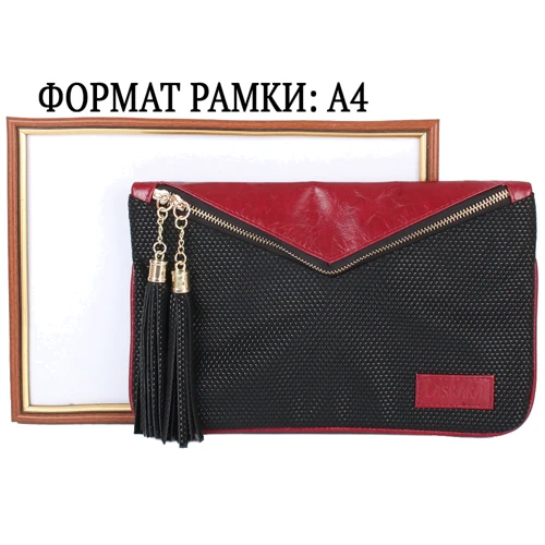 Жіноча сумка-пошет Laskara червона (LK10202-black-red): Стать жіночий