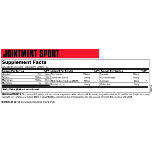 Universal Nutrition Jointment Sport 120 caps: Пол Унисекс
