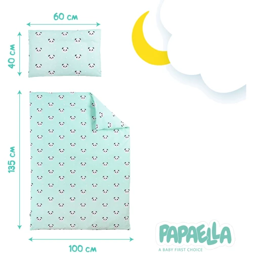 Комплект постельного белья Papaella Панда для младенцев, мята (8-33346): Количество единиц 3 эл.