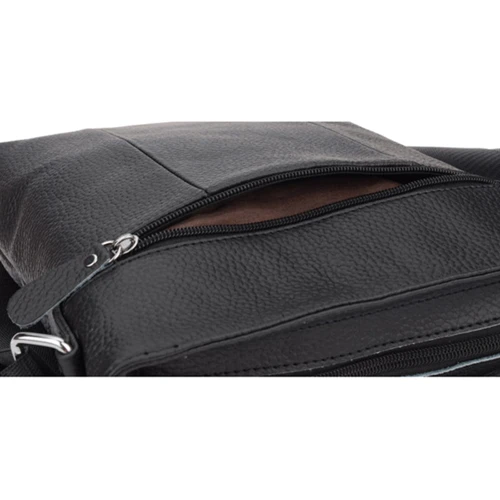Мужская сумка планшет Borsa Leather черная (1t5502m-black): Тип ручки Плечевой ремень, Без ручки