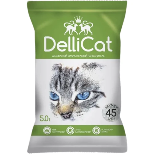 Наполнитель DelliCat Green силикагелевый для кошачьего туалета c ароматом яблока 5.0л/6 (SGL027)