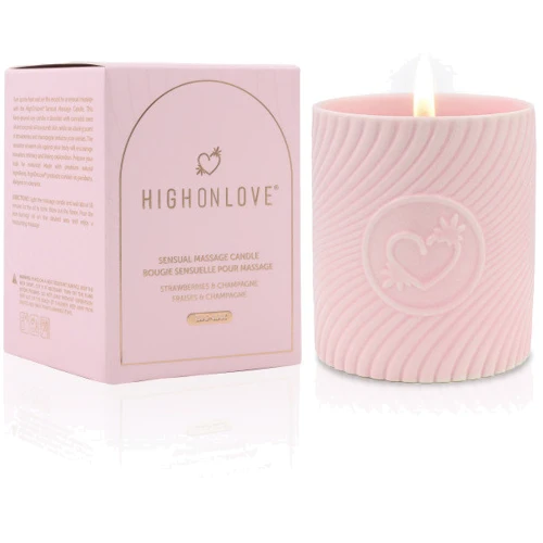 Массажная свеча с ароматом клубники и шампанского HighOnLove Sensual Massage Candle Strawberries&Champagne, 250 мл