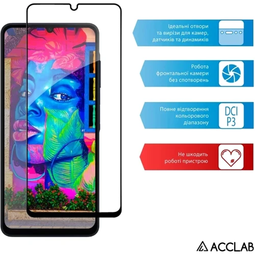 ACCLAB Tempered Glass Full Glue Black for Samsung A065 Galaxy A06 фото 5