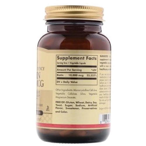 Solgar Biotin Super High Potency Солгар Биотин 10000 mcg 60 капсул: Форма выпуска Капсулы