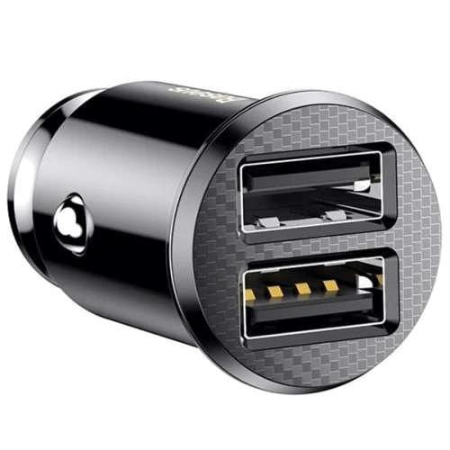 Зарядное устройство Baseus USB Car Charger 2xUSB Grain Mini 3.1A Black (CALL-ML-01): Кабель в комплекте отсутствует