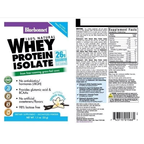 Протеїн Bluebonnet Nutrition Whey Protein Isolate 208g /8 bags/ Vanilla: Вид ізоляти