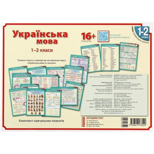 Українська мова. 1-2 класи. Комплект навчальних плакатів