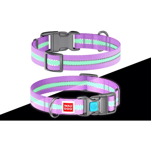 Ошейник WAUDOG Nylon с QR-паспортом, светящийся, пластиковый фастекс 20 мм 24-40 см фиолетовый (45639): Рассрочка Кредит, 4 месяца, 6 месяцев, 8 месяцев, 15 месяцев, 25 месяцев, 20 месяцев, 36 месяцев