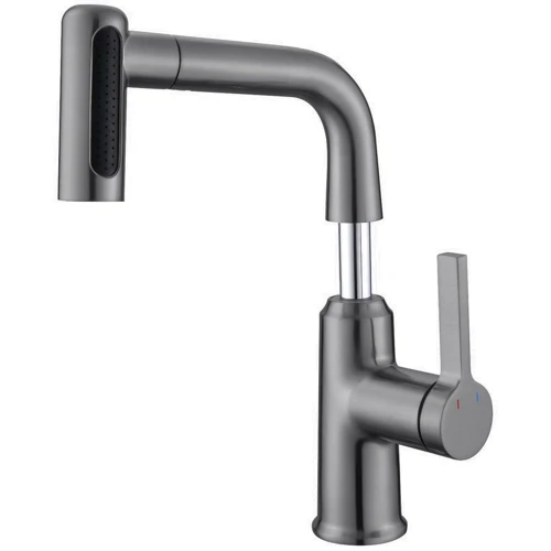 Смеситель для раковины Lefton Single-Hole Waterfall & Pull-Out Liftable Bathroom Faucet-BF2209 Grey