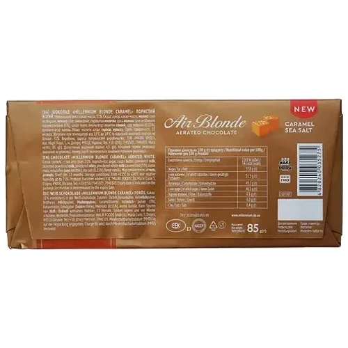 Шоколад Millennium Caramel Sea Salt Air Blonde белый пористый 85 г (4820240035275): Вес, г 85