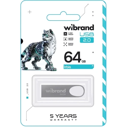 USB-флешка Wibrand 64Gb Irbis USB 2.0 Silver (WI2.0/IR64U3S): Стандарт USB USB 2.0