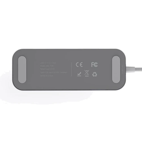 Адаптер BlitzWolf Adapter USB-C to USB-C+4xUSB+HDMI+VGA+RJ45+3.5mm+SD/TF Grey (BW-TH8): Додаткові роз'єми SD+TF Card, 3.5mm Headphone, Ethernet, VGA, HDMI, USB OTG, USB-C