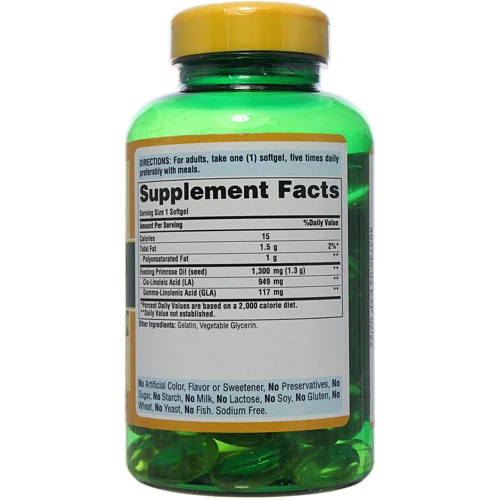 Puritan's Pride Evening Primrose Oil 1300 MG With GLA - 120 Softgels: Тип Масло вечерней примулы