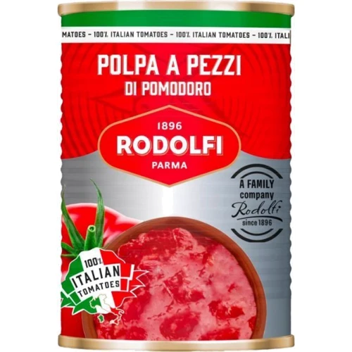 Томаты очищенные нарезанные кубиками Rodolfi Polpa A Pezzi Di Pomodoro 400 г (8008825015836)