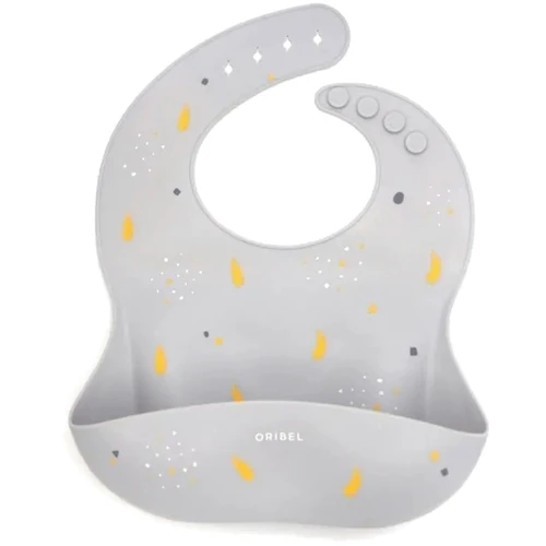 Силиконовый нагрудник Oribel Cocoon с карманом серый (OR227-90013)